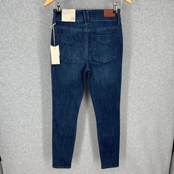 Anthropologie Unpublished Ella Sky High Rise Skinny Jeans Size 26 Dark Wash NEW - Picture 4 of 14